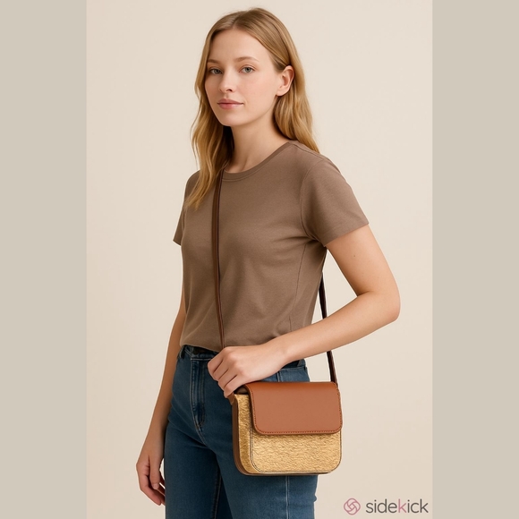 Nordstrom Handbags - SAM EDELMAN • ELLE Boho Summer Straw Ratan Husk Leather Flap Crossbody Purse